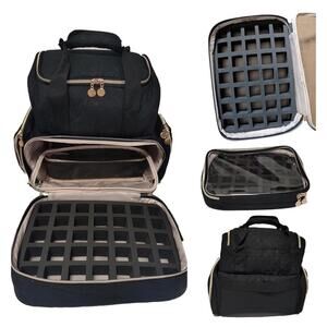 Nail Polish Bag, Large 78 bottle Capacity Cosmetic w/ 2 Detachable Bags & Strap